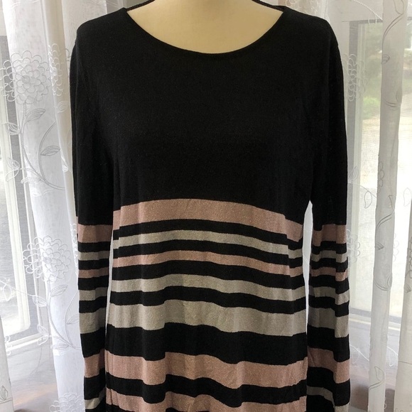 Aggel spanner sweater dress black/pink/grey stripe - Picture 1 of 9